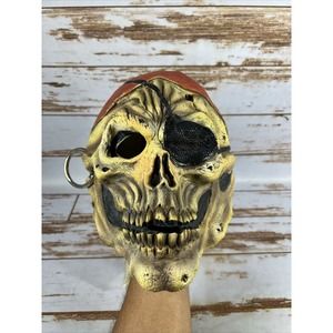 2004 DON POST STUDIOS Pirate Skeleton Skull Vinyl Halloween Mask Eye Patch